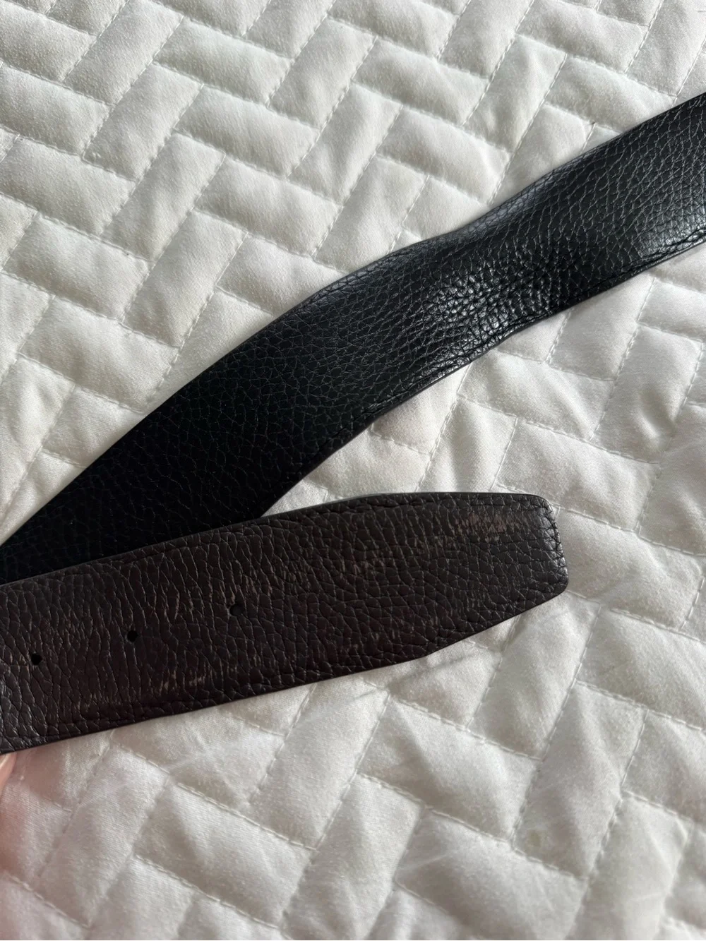 Tom Ford Signature T Buckle Grain Leather Belt Reversible Black Brown, Size 95